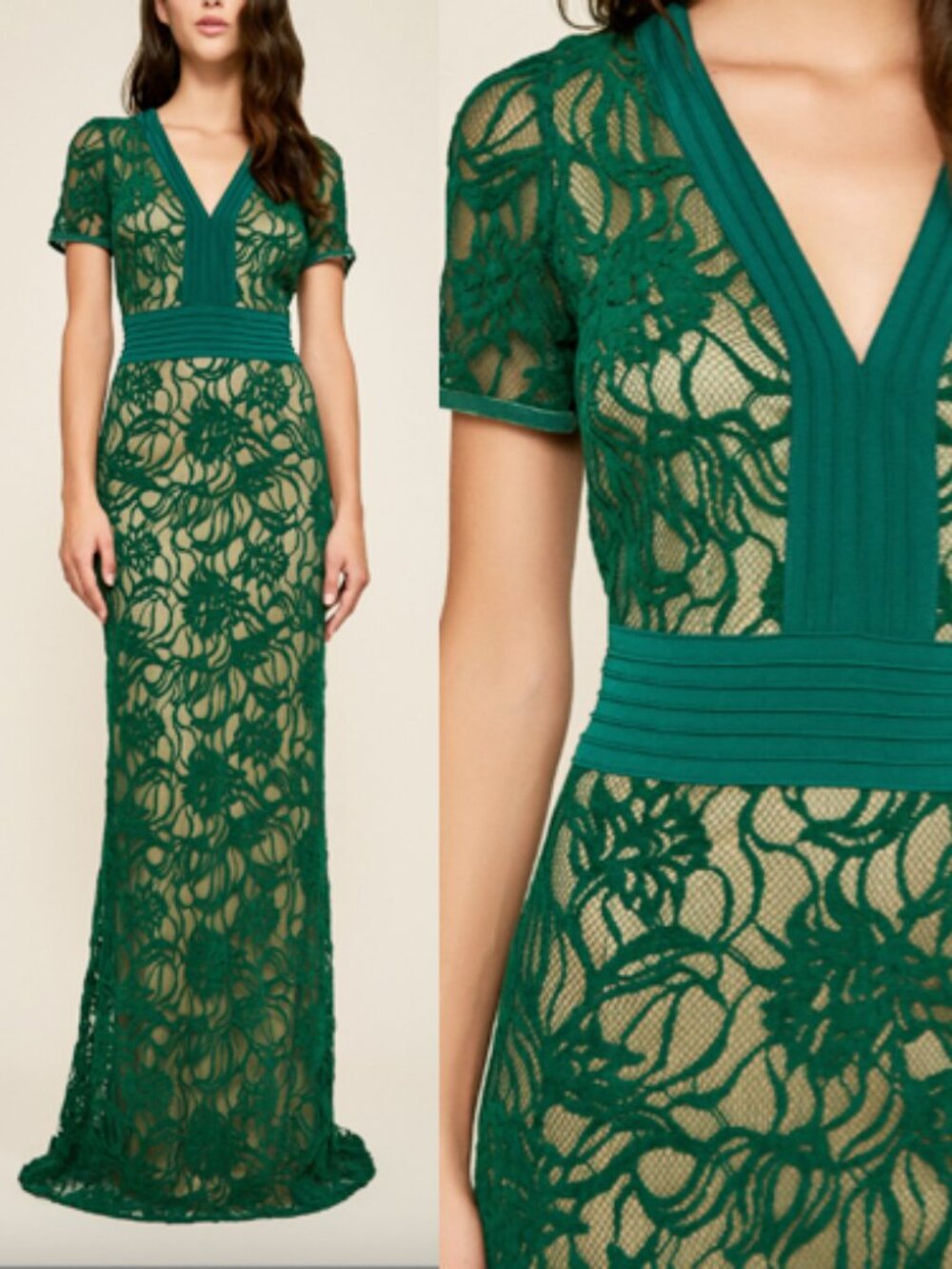 NWT Tadashi Shoji Cloelia Lace Gown Dress Green Size 16Q BFZ18238LQ